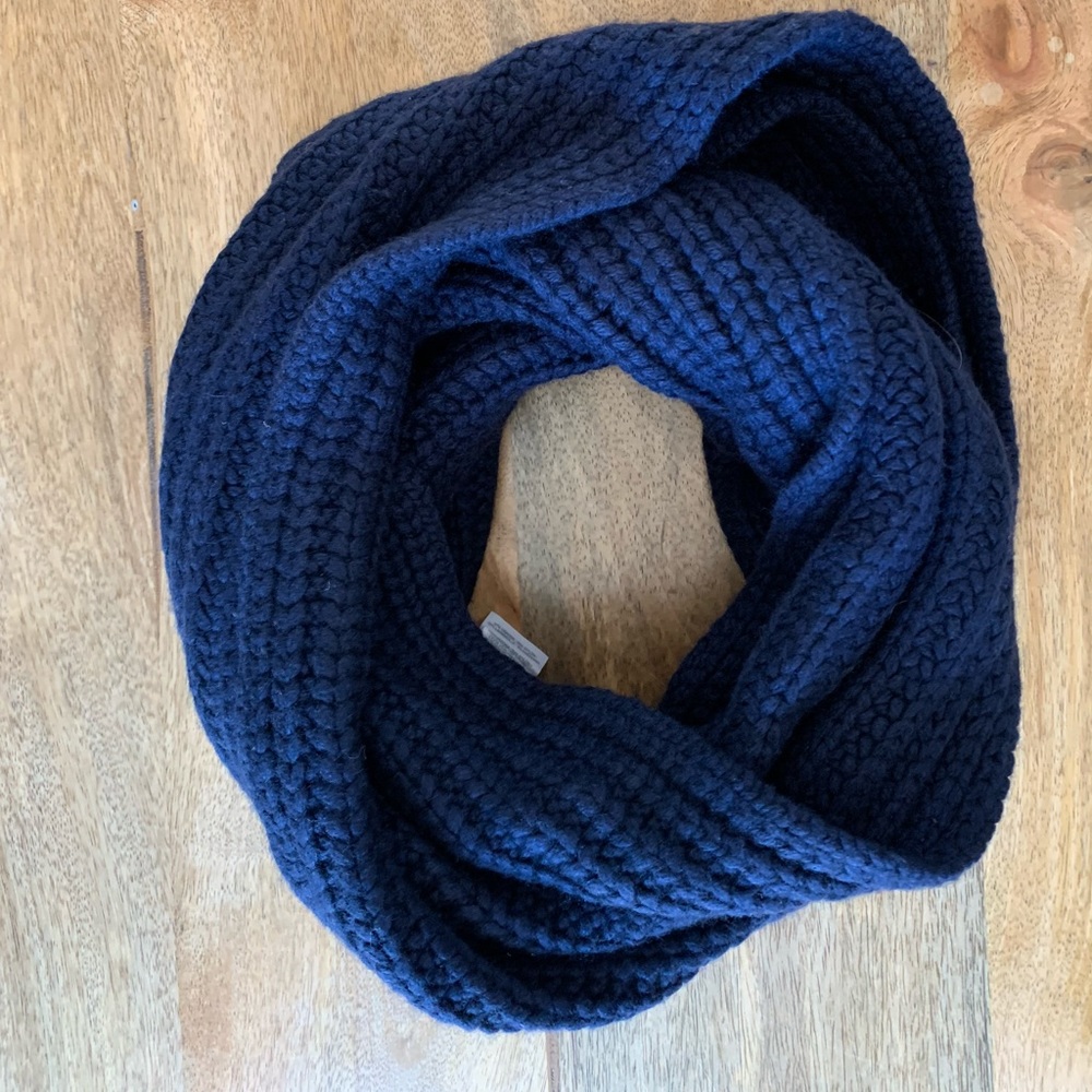 Navy blue knit infinity scarf